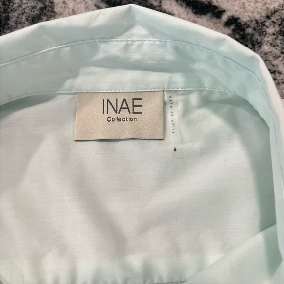 INAE collection light mint generous fit buttoned down long sleeve shirt dress - Picture 10 of 17